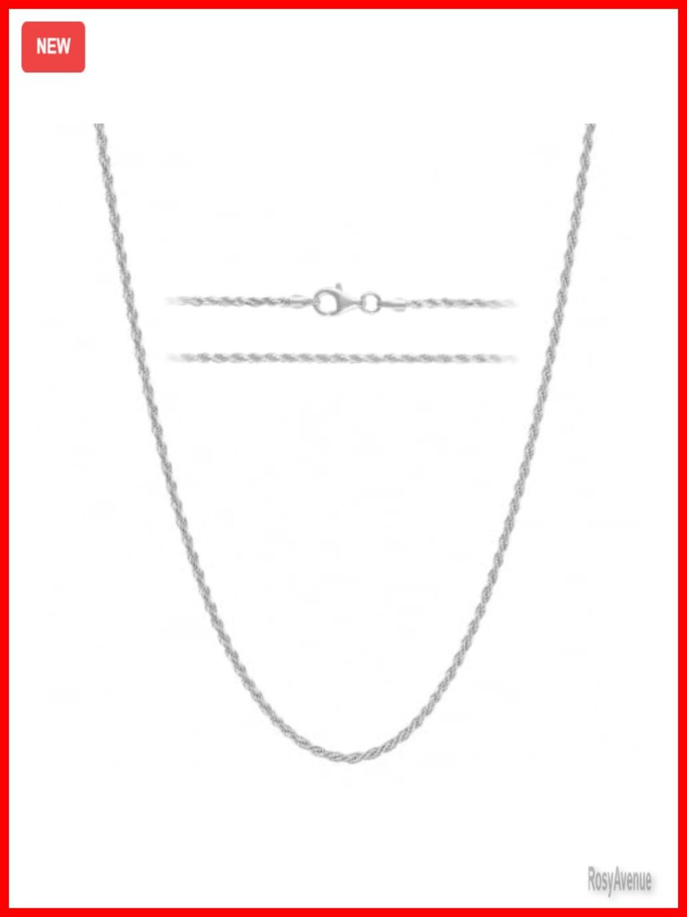 Sterling Silver 1.6mm Diamond Cut Rope Chain Necklace Italy 20"
